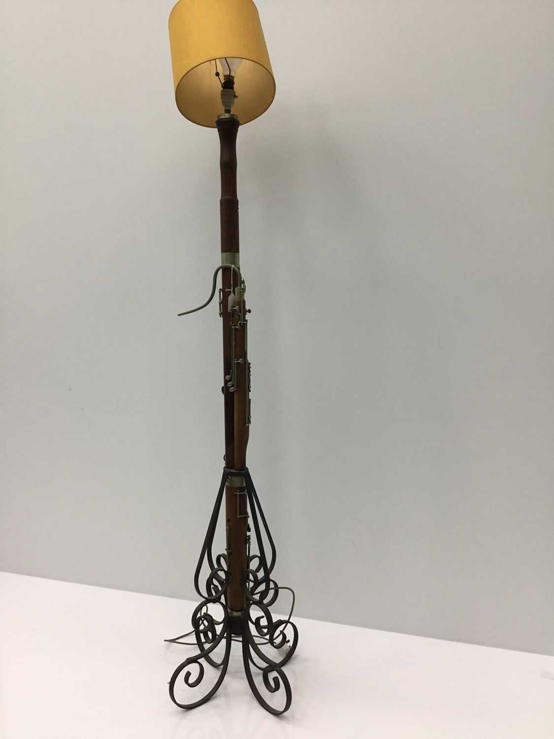 Lot 123 - Quirky standard lamp, adapted from a bassoon (requires rewiring)