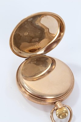 Lot 147 - Gentlemans 9ct gold Omega half Hunter pocket watch with subsidiary seconds , signed dial and stem wind movement - the case 50mm , weighs 94 grams gross