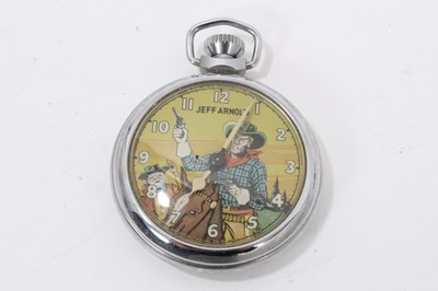 Lot 58 - 1950s Ingersoll Dan Dare in space pocket watch and three 1950s Ingersoll Jeff Arnold pocket watches (4)