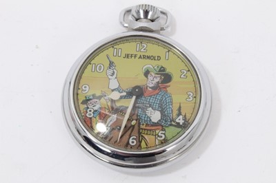 Lot 58 - 1950s Ingersoll Dan Dare in space pocket watch and three 1950s Ingersoll Jeff Arnold pocket watches (4)