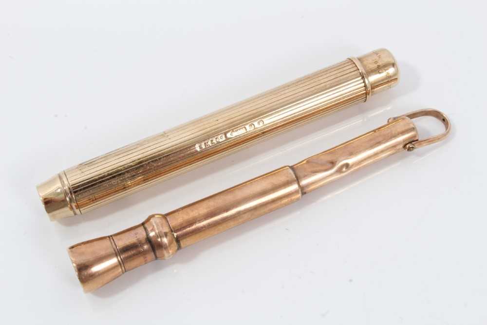 Lot 132 - Two Sampson Mordan & Co. 9ct gold propelling pencils