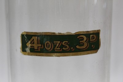Lot 52 - Set of six late 19th / early 20th century confectionery jars and covers, two damaged