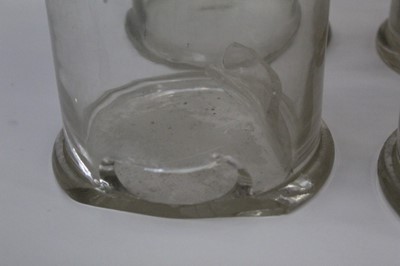 Lot 52 - Set of six late 19th / early 20th century confectionery jars and covers, two damaged