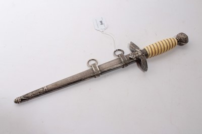 Lot 946 - Second World War Nazi 1937 Pattern Lufwaffe Officers' Dress Dagger with polished steel blade by Paul Weyersberg & Co, Berlin, Luftwaffe Eagle crossguard, wire bound cream celluloid hilt and pommel...