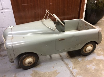 Lot 1230 - Vintage 1950's Tri-ang pedal car in original unrestored condition with original paint and decals, 92cm overall length