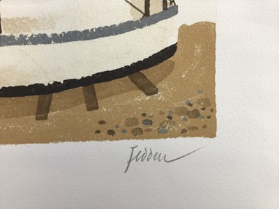 Lot 1058 - *Mary Fedden (1915-2012) signed limited edition print, Aldeburgh Fishing Boat, 2003, signed in pencil and numbered 138 of 150, 16.5 x 18.5cm.