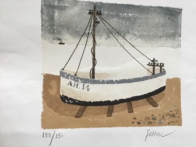 Lot 1058 - *Mary Fedden (1915-2012) signed limited edition print, Aldeburgh Fishing Boat, 2003, signed in pencil and numbered 138 of 150, 16.5 x 18.5cm.