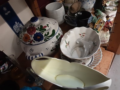 Lot 399 - Nao porcelain figure - lady with goose, and other decorated china and ornaments - 1 shelf