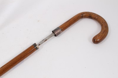 Lot 807 - Edwardian sword stick with rectangular tapered blade and two 1930s umbrellas (3)