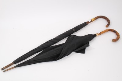 Lot 807 - Edwardian sword stick with rectangular tapered blade and two 1930s umbrellas (3)