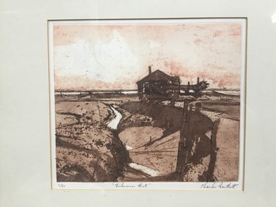 Lot 231 - Charles Bartlett (1921-2014) signed limited edition etching - "Fishermans  Hut", 11/60, 24cm x 27cm, in glazed frame