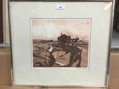 Lot 231 - Charles Bartlett (1921-2014) signed limited edition etching - "Fishermans  Hut", 11/60, 24cm x 27cm, in glazed frame
