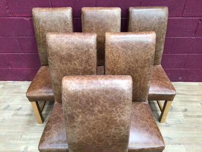 Lot 365 - Set of six contemporary leather dining chairs