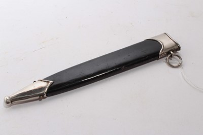 Lot 968 - Composite Nazi SS model 1933 dagger, later painted wooden grip and insignia, the blade etched 'Meine Ehre heist True', in black painted scabbard with nickel mounts.