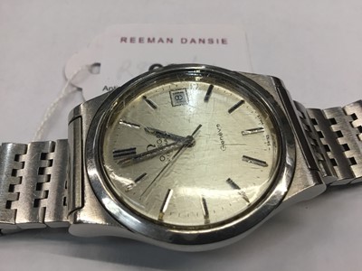 Lot 603 - 1970s Gentlemen's Omega Genève stainless steel wristwatch in box with original guarantee dated 1976