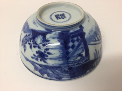 Lot 2 - Chinese Kangxi porcelain jug and cover with later silver mount, together with a bowl (2)