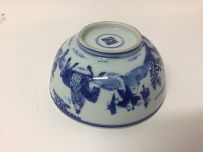 Lot 2 - Chinese Kangxi porcelain jug and cover with later silver mount, together with a bowl (2)