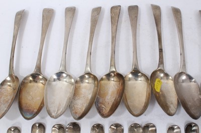 Lot 201 - Composite set of early 19th century Old English pattern flatware, with armorial crest. 32 pieces.