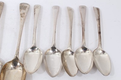 Lot 201 - Composite set of early 19th century Old English pattern flatware, with armorial crest. 32 pieces.