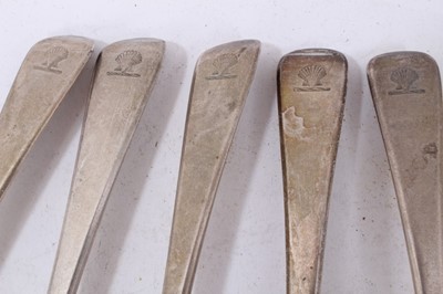 Lot 201 - Composite set of early 19th century Old English pattern flatware, with armorial crest. 32 pieces.