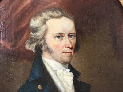Lot 1269 - John Greham, late 18th century, oval oil on canvas - portrait of a gentleman, in gilt frame