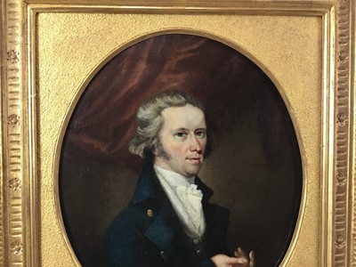 Lot 1269 - John Greham, late 18th century, oval oil on canvas - portrait of a gentleman, in gilt frame
