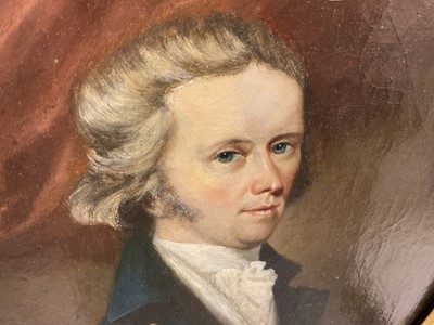 Lot 1269 - John Greham, late 18th century, oval oil on canvas - portrait of a gentleman, in gilt frame