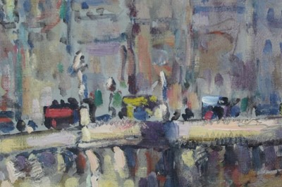 Lot 1208 - Harry Phelan Gibb (1870-1948) oil on canvas laid on board - Le Pont Neuf, signed and dated 1909, 40cm x 32cm, in glazed gilt frame