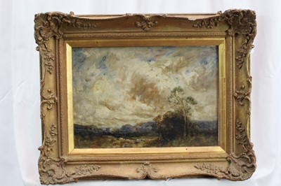 Lot 1106 - Manner of John Constable, oil on canvas laid on board - Extensive Landscape, in glazed gilt frame