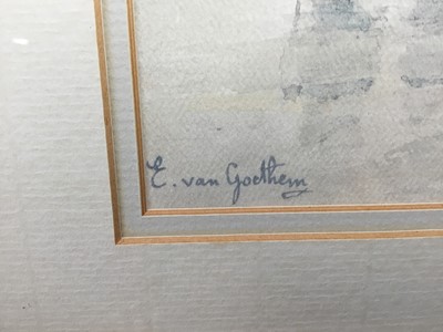 Lot 148 - Edward Van Goethem (1857 - 1924), watercolour,  
Three children paddling, signed, 
in gilt frame. 18 x 13cm.