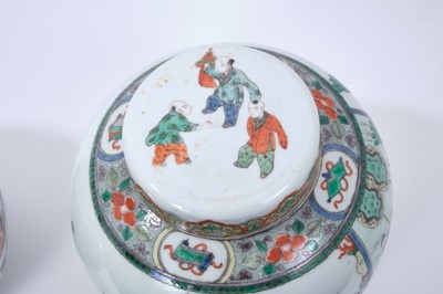 Lot 73 - Fine pair of Chinese famille verte porcelain ginger jars and covers