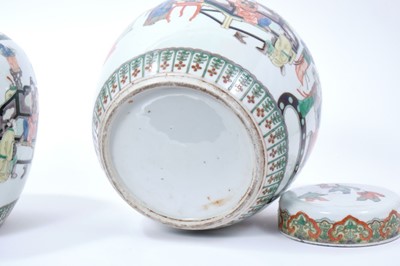 Lot 73 - Fine pair of Chinese famille verte porcelain ginger jars and covers