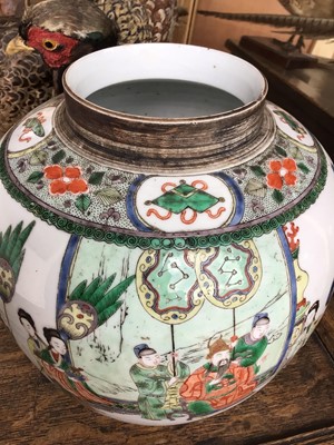 Lot 73 - Fine pair of Chinese famille verte porcelain ginger jars and covers