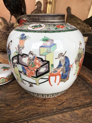 Lot 73 - Fine pair of Chinese famille verte porcelain ginger jars and covers