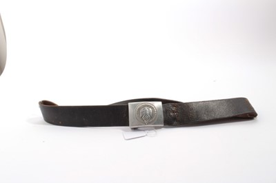 Lot 861 - 1930's Nazi German Hitler Youth belt buckle with logo and Blut und Ehre to centre, marked with RZM mark to reverse, on leather belt