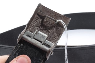 Lot 862 - 1930's Nazi German Deutsch Reichsbahn belt buckle with logo to centre, on leather belt