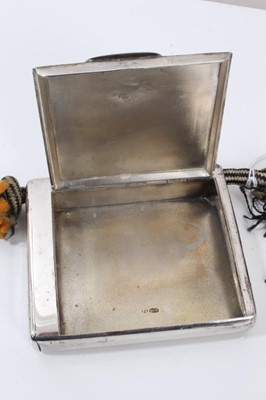Lot 308 - Russian silver (84) combination cigarette vesta case with rope handle