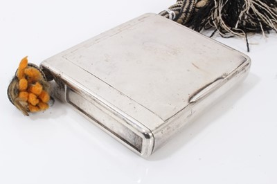 Lot 308 - Russian silver (84) combination cigarette vesta case with rope handle