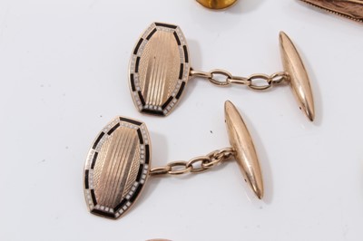 Lot 311 - Group Victorian and later 9ct gold cufflinks, studs and bar brooch