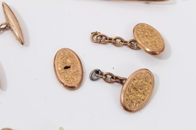 Lot 311 - Group Victorian and later 9ct gold cufflinks, studs and bar brooch