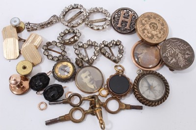 Lot 313 - Group Victorian and later jewellery to include pair silver and blue enamel cufflinks