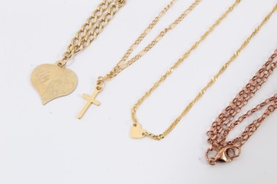 Lot 316 - Two 9ct white gold wedding rings, three 9ct gold bracelets and 9ct rose gold chain