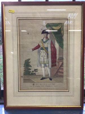 Lot 40 - Three framed hand-coloured prints of dignitaries of the Napoleonic Empire, including two of Napoleon's brothers